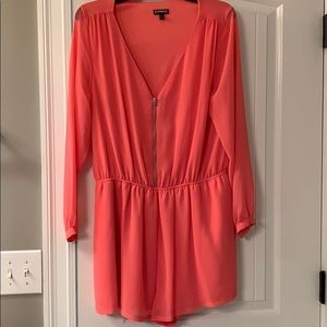 Express coral zip up romper size L